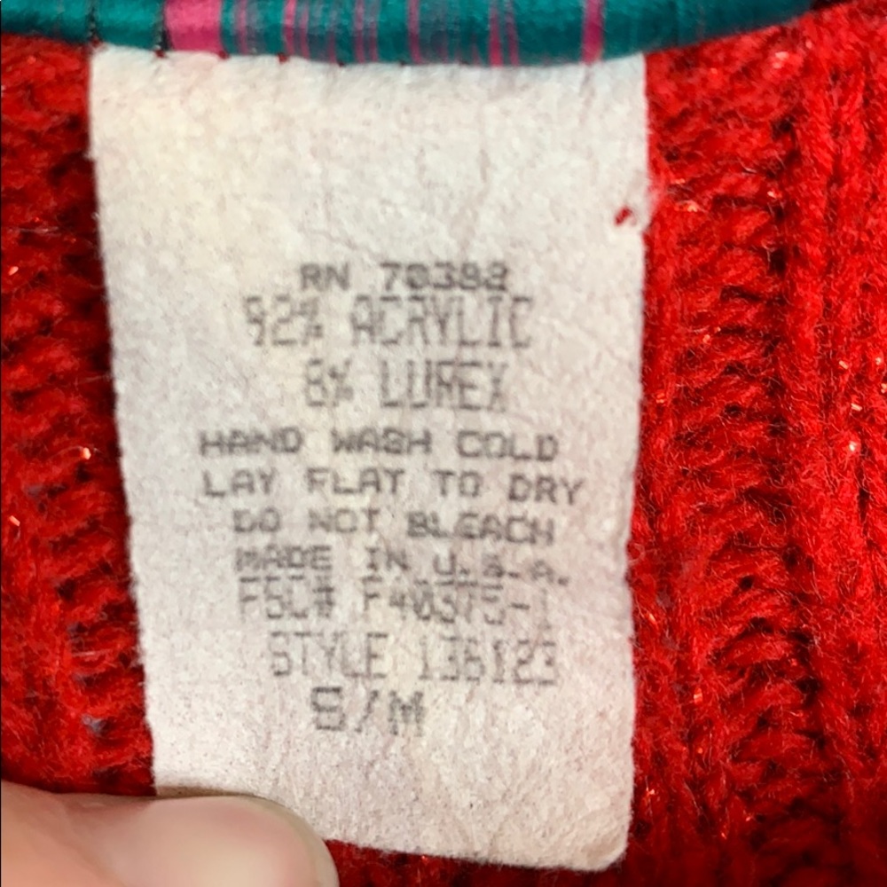 Vintage DVF cable knit red glitter sweater M Diane von furstenberg - Picture 5 of 7